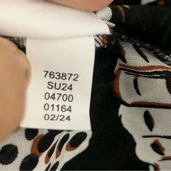 Loft Seashell Print Wrap Kimono Midi Women's Tie Front White Black Size M/L EUC - Picture 12 of 14